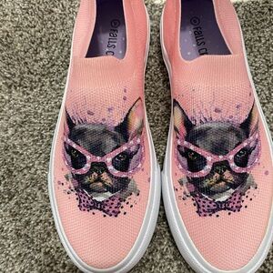 Pink Slip-On Sneakers with Cat Design